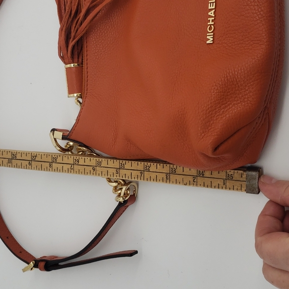Michael Kors Orange Leather Crossbody bag with strap & tassle. - Picture 9 of 13